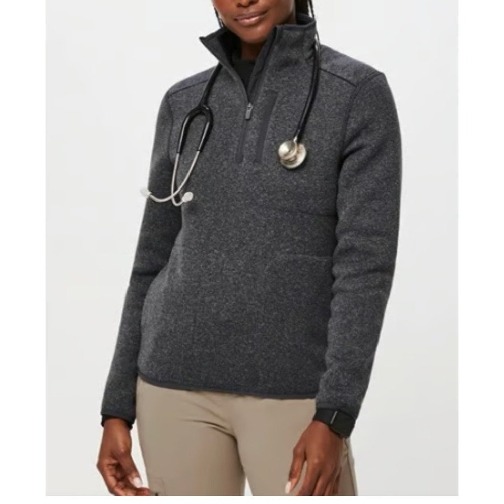 Figs On Shift Quarter Zip Fleece Pullover Charcoal Heather Large W22KW1032